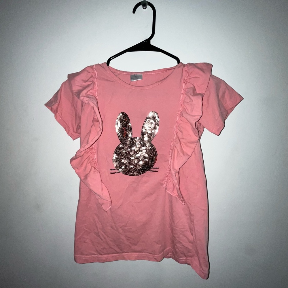 Pink Ruffle Bunny Kids girls  Shirt